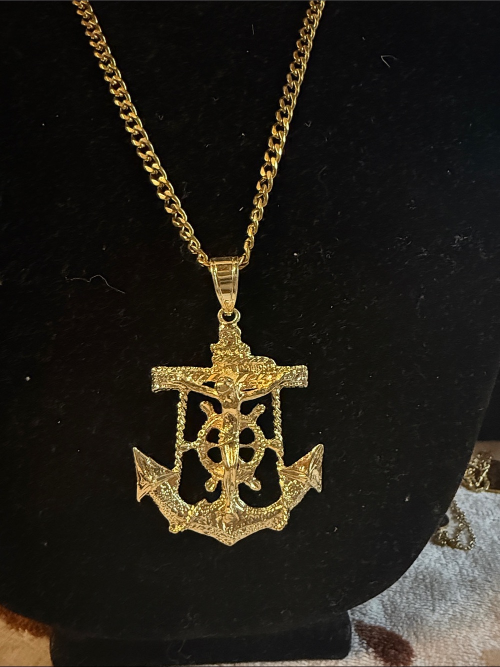 Gold Anchor Pendant Necklace stainless steel